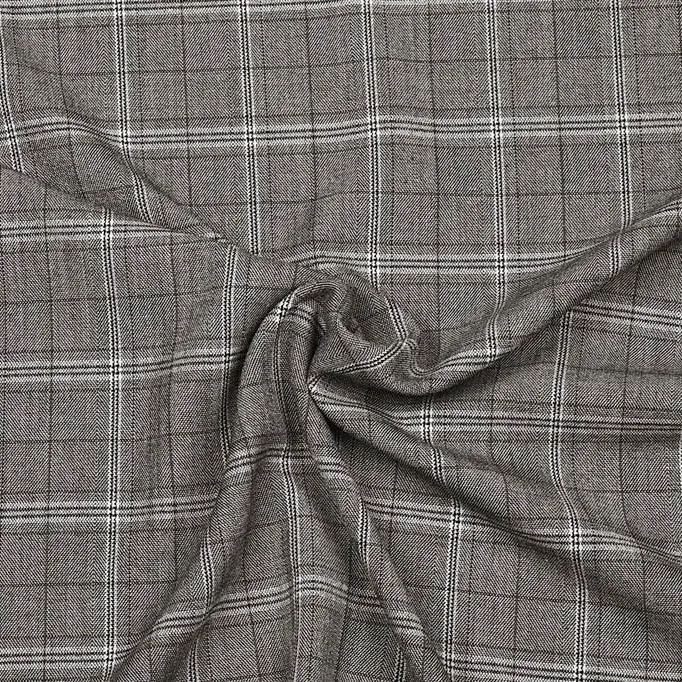 polyester viscose elastisch met grijs bruine ruit